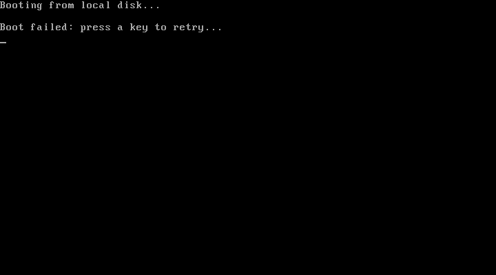 Pesan Booting from local disk - Boot failed saat hard disk tidak berisi sistem