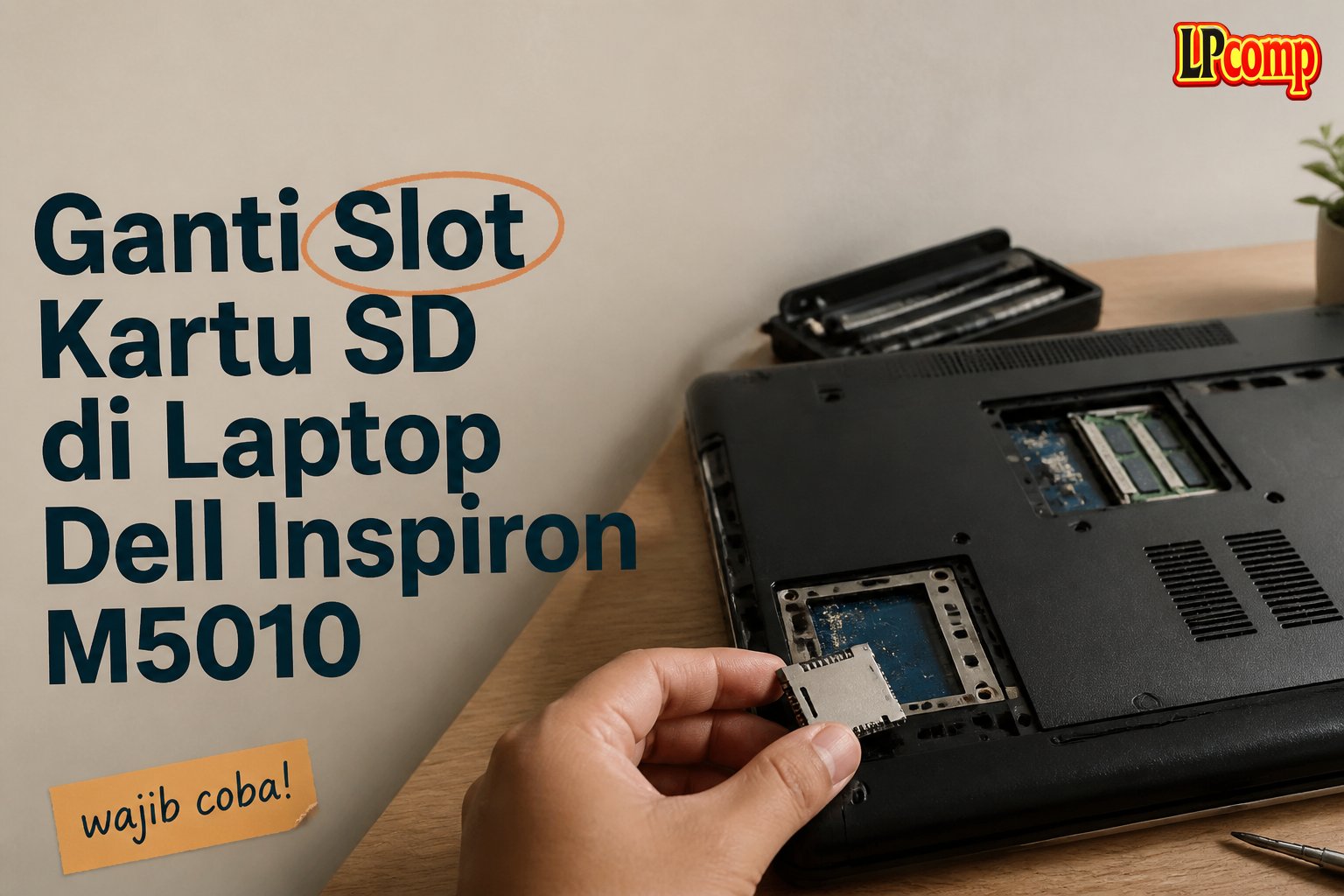 Ganti Slot Kartu SD di Laptop Dell Inspiron M5010