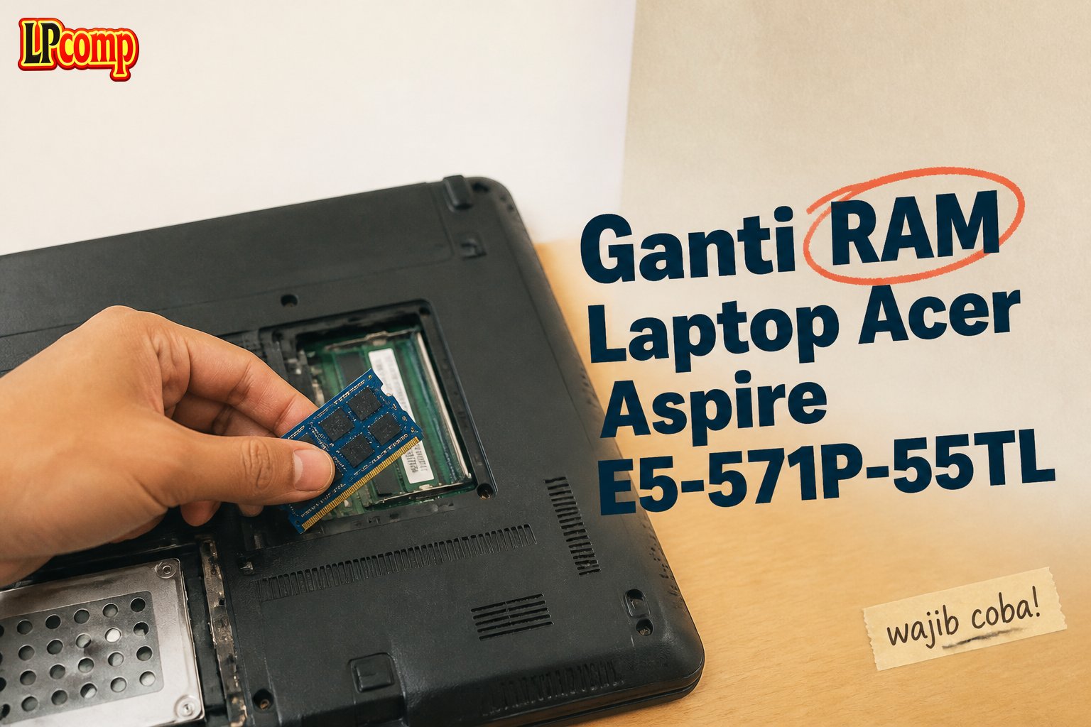 Ganti RAM Laptop Acer Aspire E5-571P-55TL