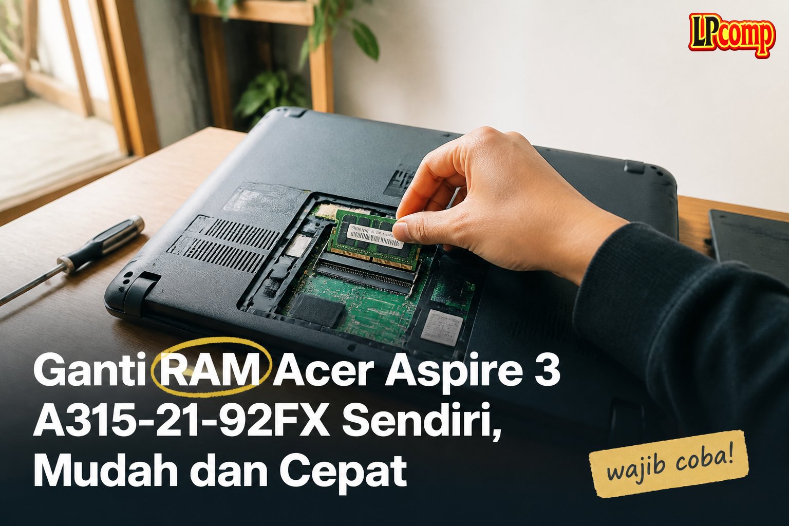 Ganti RAM Acer Aspire 3 A315-21-92FX Sendiri, Mudah dan Cepat