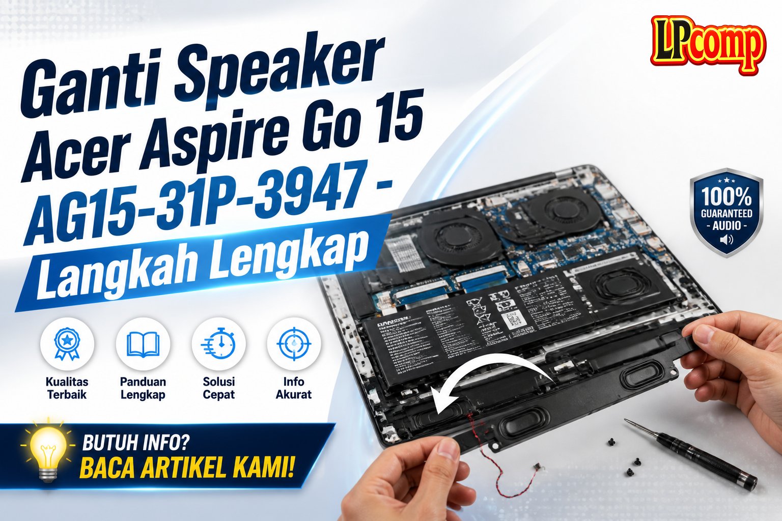 Ganti Speaker Acer Aspire Go 15 AG15-31P-3947 - Langkah Lengkap