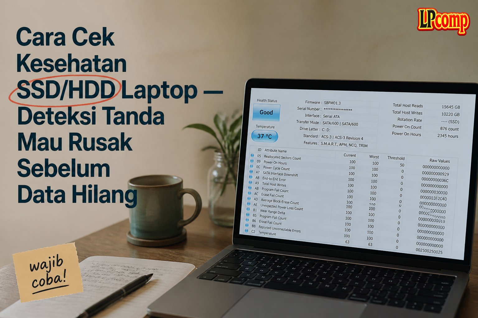 Cara Cek Kesehatan SSD/HDD Laptop — Deteksi Tanda Mau Rusak Sebelum Data Hilang