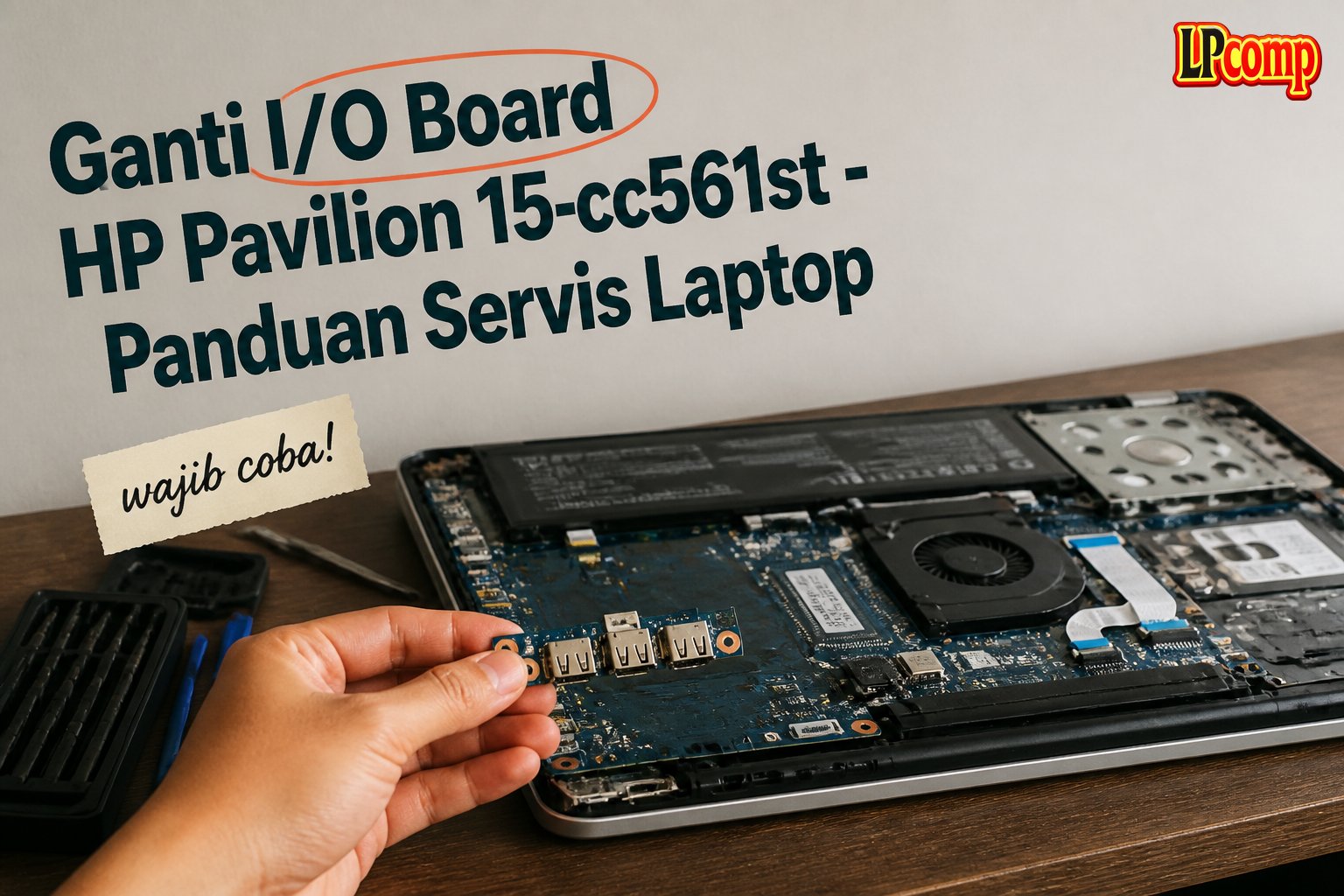 Ganti I/O Board HP Pavilion 15-cc561st - Panduan Servis Laptop
