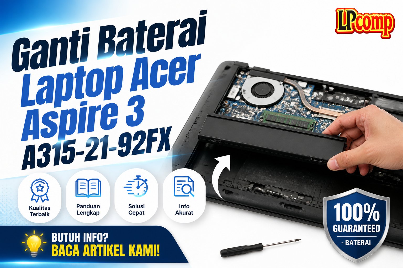Ganti Baterai Laptop Acer Aspire 3 A315-21-92FX