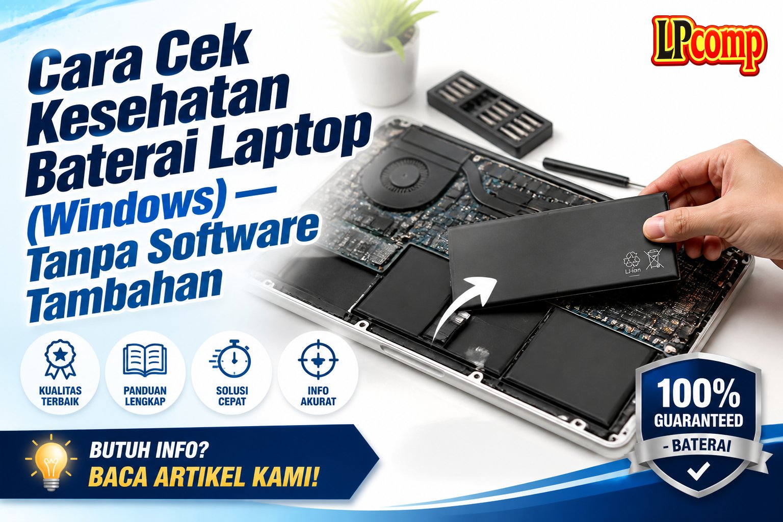 Cara Cek Kesehatan Baterai Laptop (Windows) — Tanpa Software Tambahan