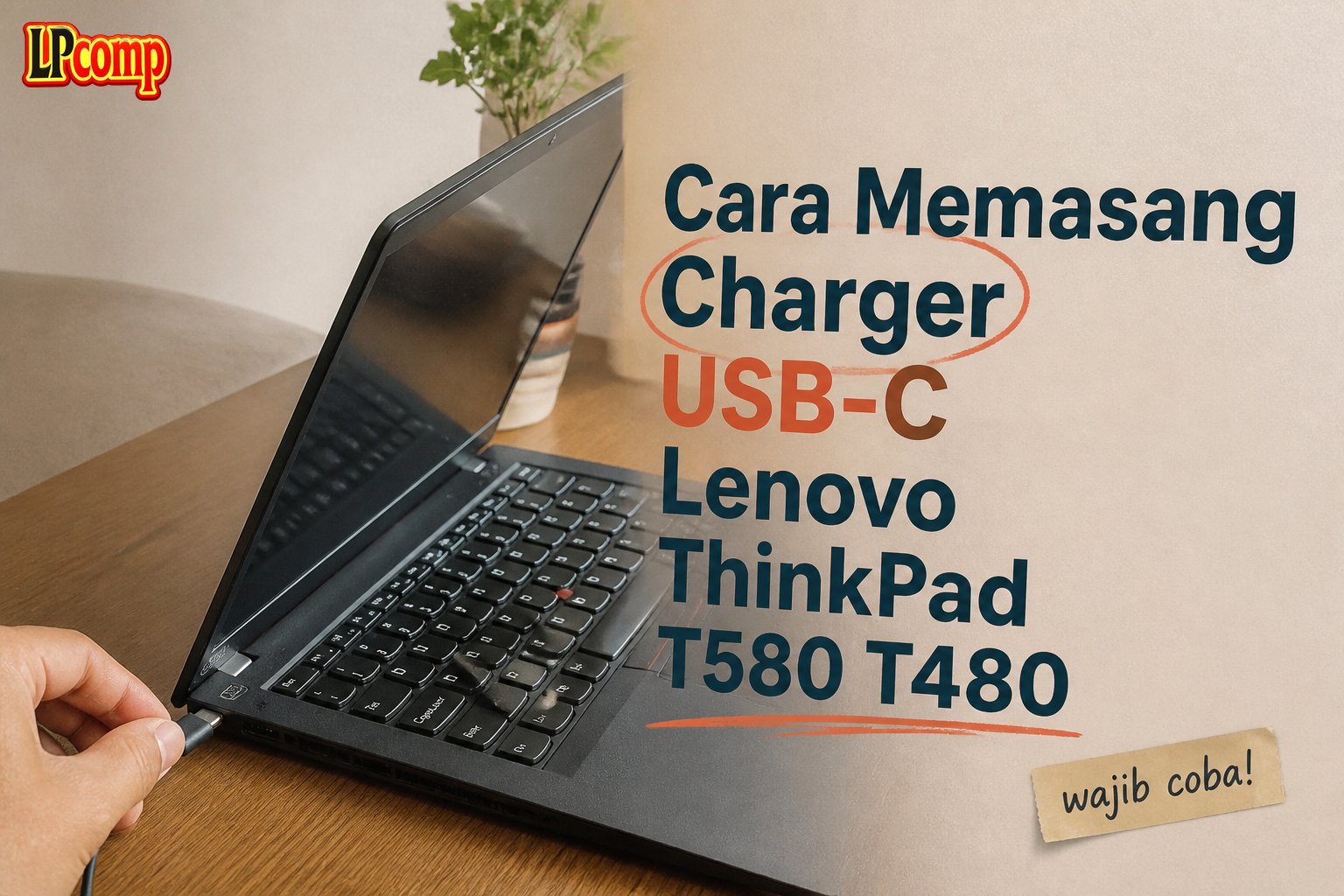 Cara Memasang Charger USB-C Lenovo ThinkPad T580 T480