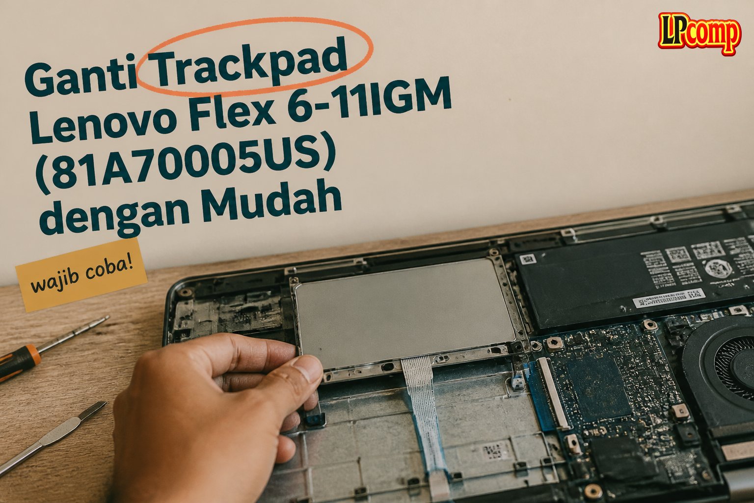 Ganti Trackpad Lenovo Flex 6-11IGM (81A70005US) dengan Mudah