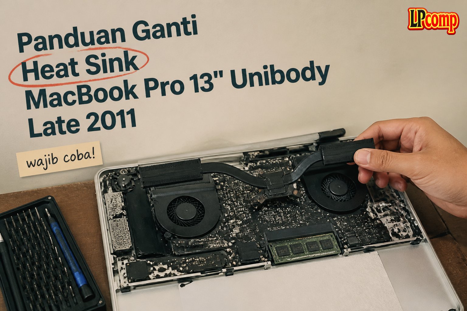 Panduan Ganti Heat Sink MacBook Pro 13" Unibody Late 2011