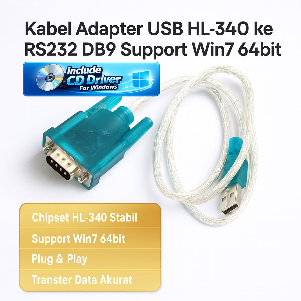 Kabel Adapter USB to RS232 DB9 HL-340 Serial Converter untuk PLC CNC barcode scanner