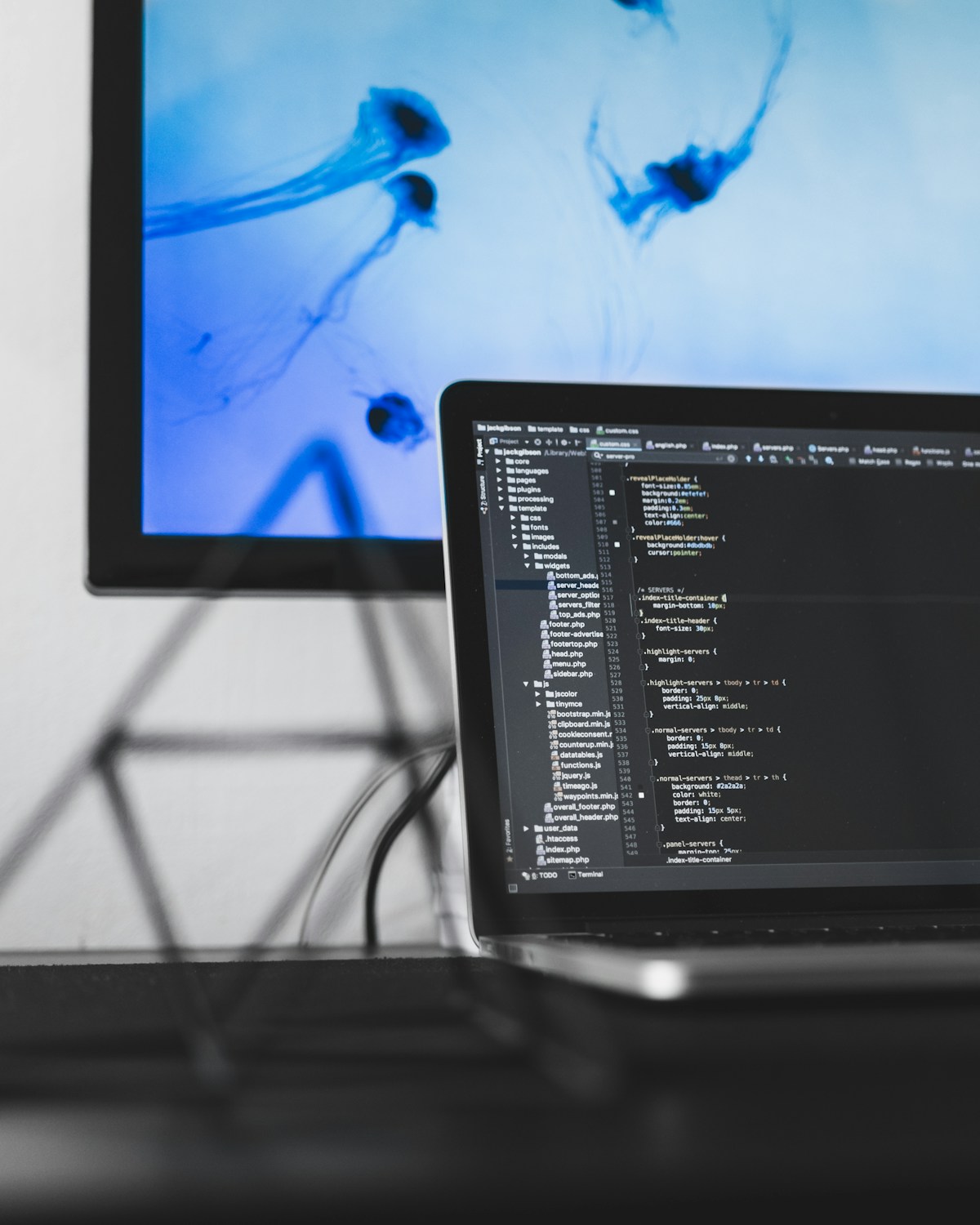 Layar laptop menampilkan kode program