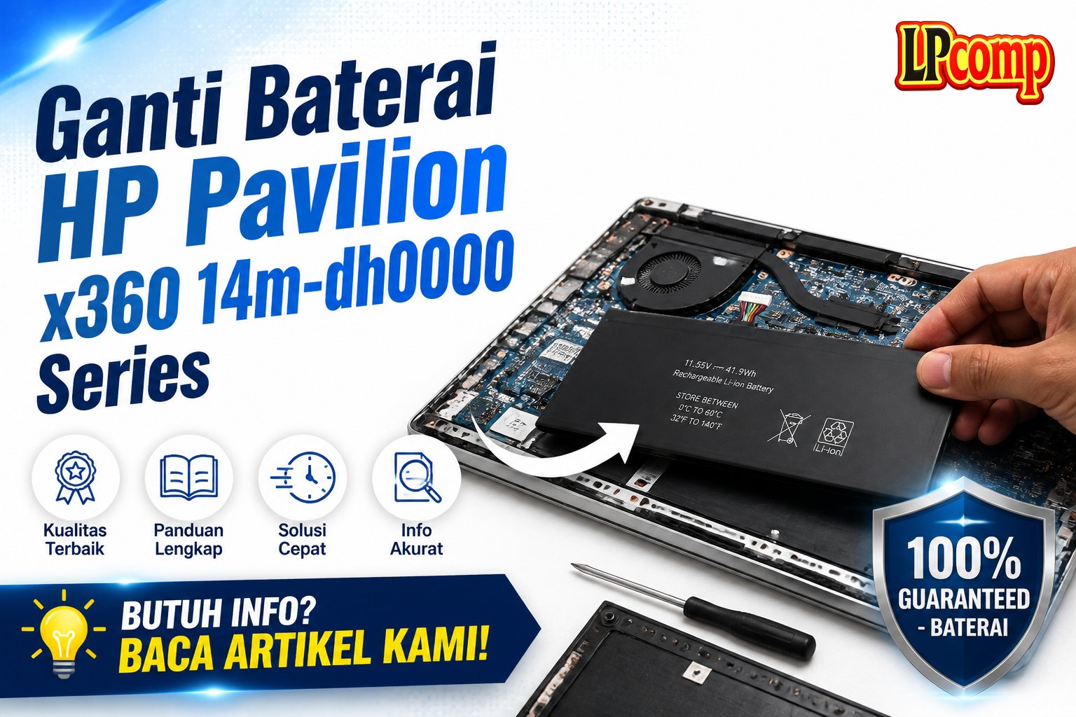 Ganti Baterai HP Pavilion x360 14m-dh0000 Series