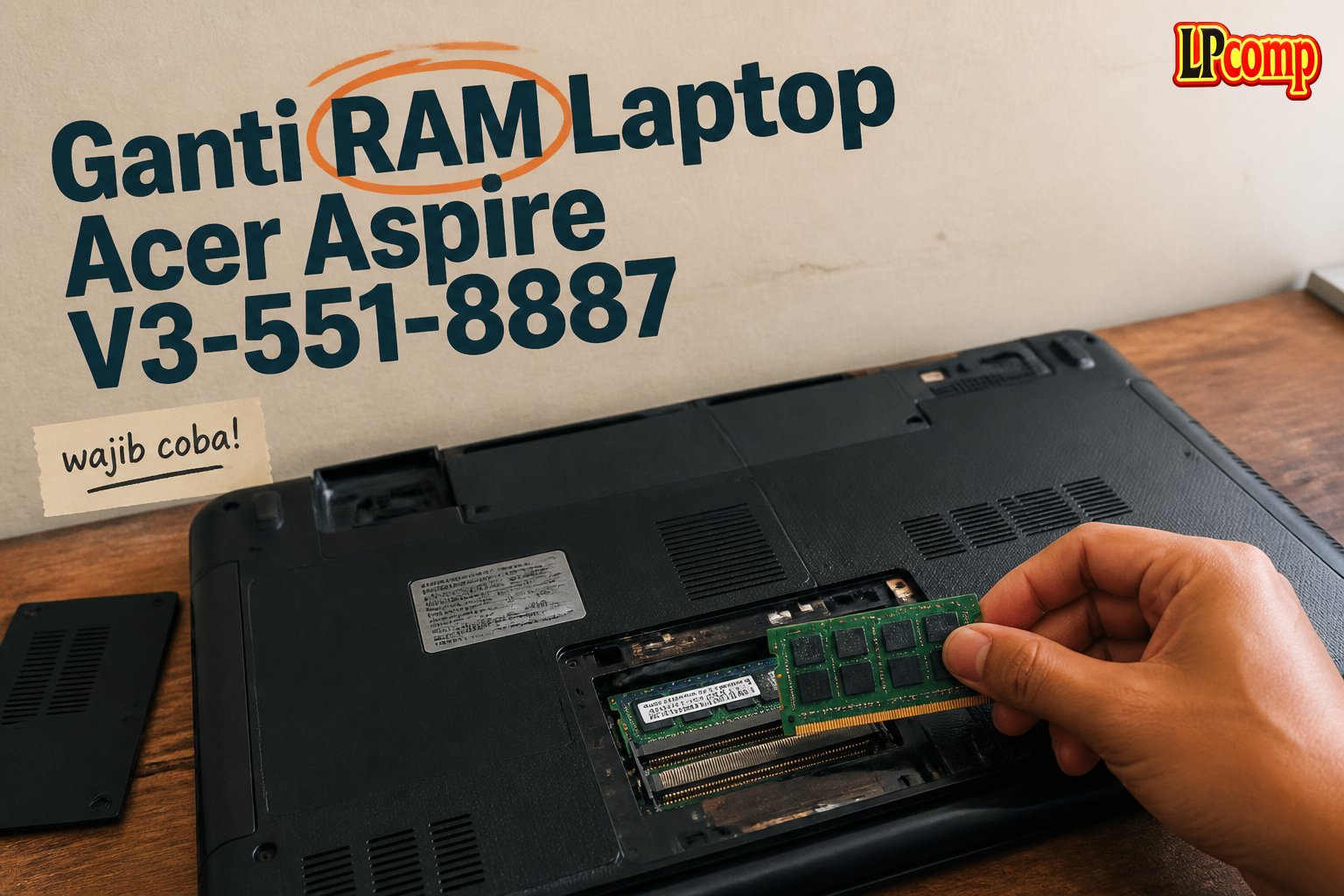 Ganti RAM Laptop Acer Aspire V3-551-8887