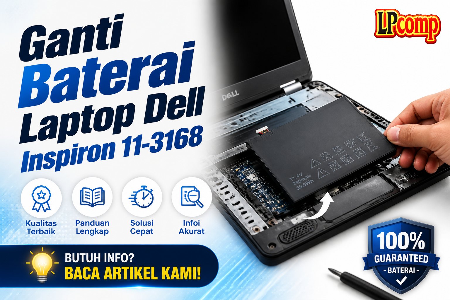 Ganti Baterai Laptop Dell Inspiron 11-3168