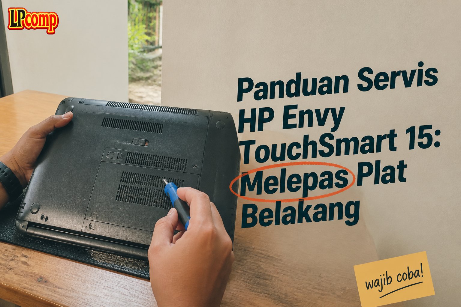 Panduan Servis HP Envy TouchSmart 15: Melepas Plat Belakang