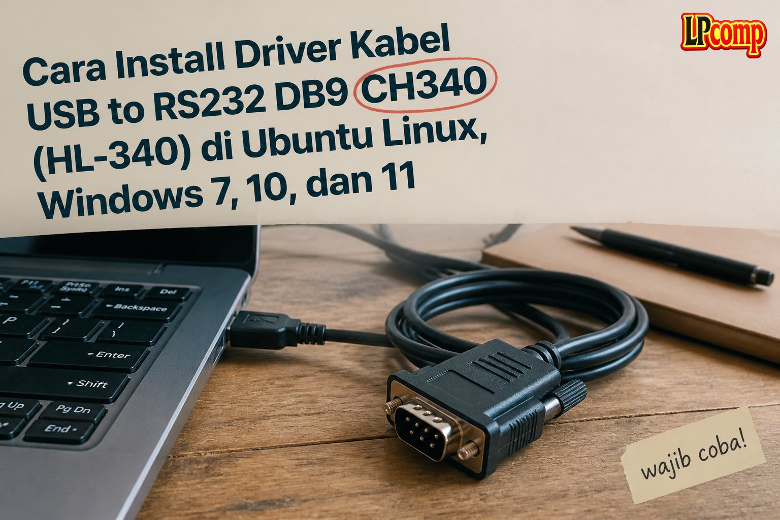 Cara Install Driver Kabel USB to RS232 DB9 CH340 (HL-340) di Ubuntu Linux, Windows 7, 10, dan 11