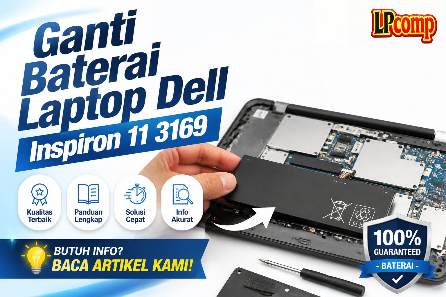 Ganti Baterai Laptop Dell Inspiron 11 3169
