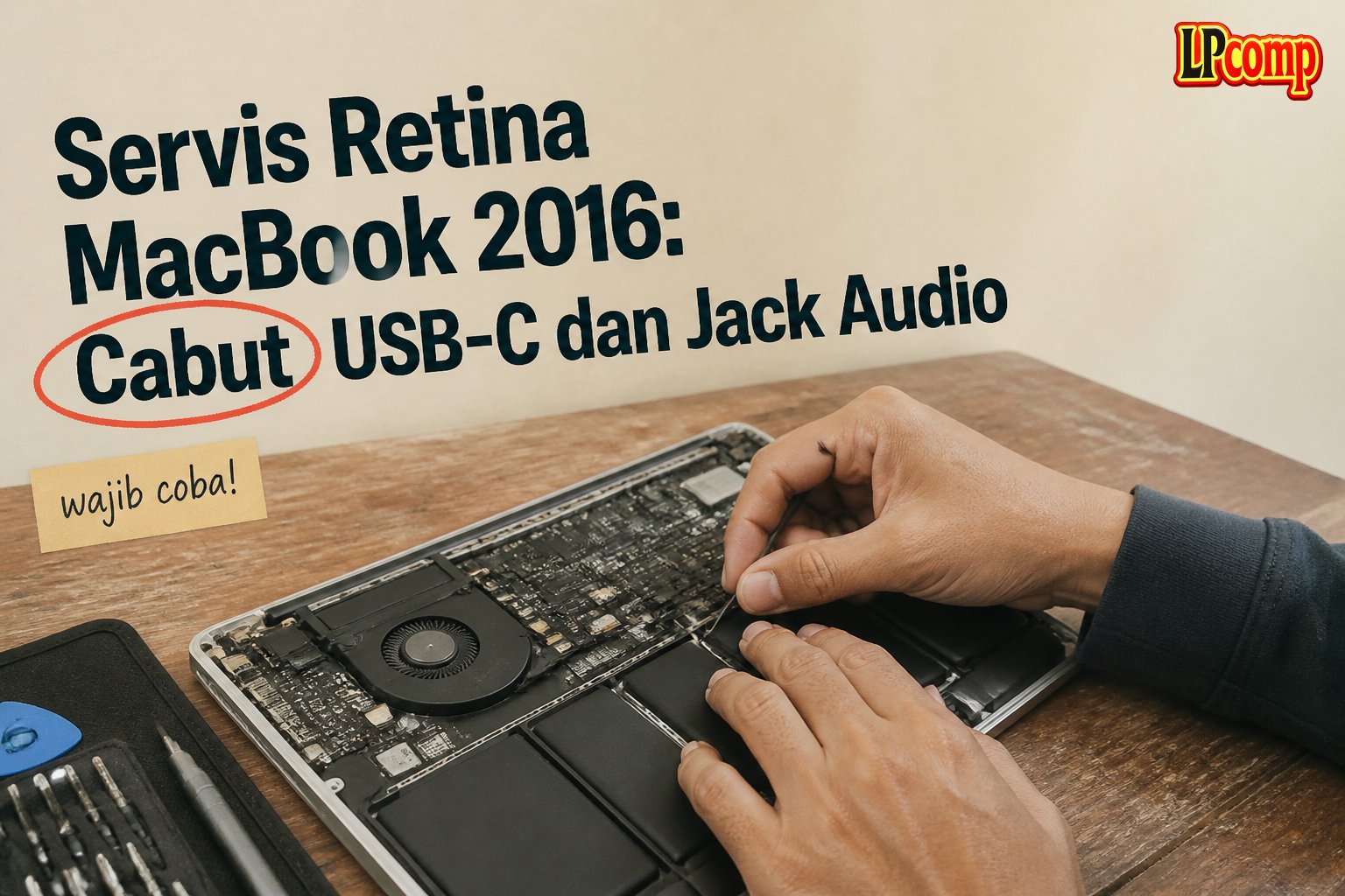 Servis Retina MacBook 2016: Cabut USB-C dan Jack Audio