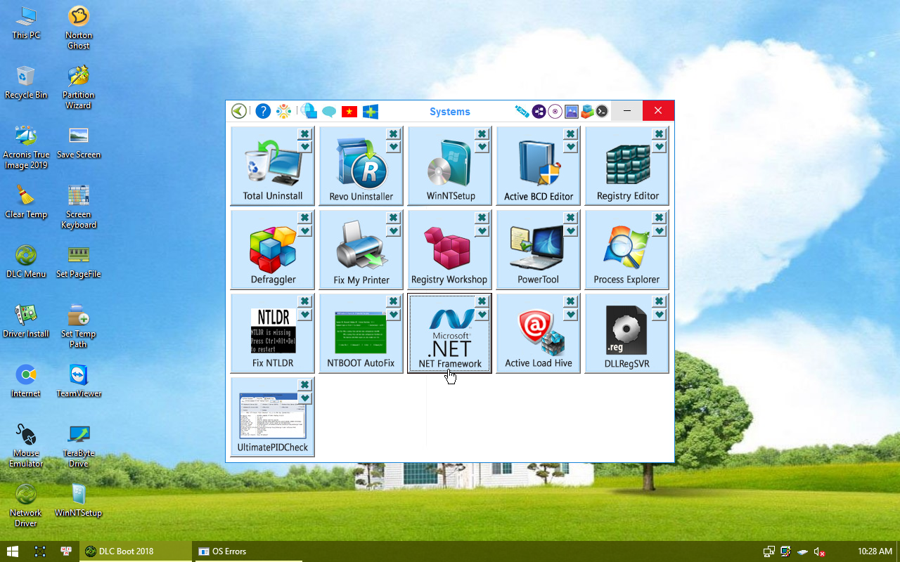 Kelompok Systems DLC Boot 2019 berisi 16 perkakas perbaikan sistem Windows
