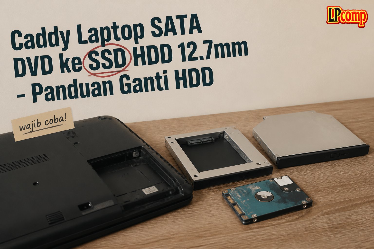 Caddy Laptop SATA DVD ke SSD HDD 12.7mm - Panduan Ganti HDD