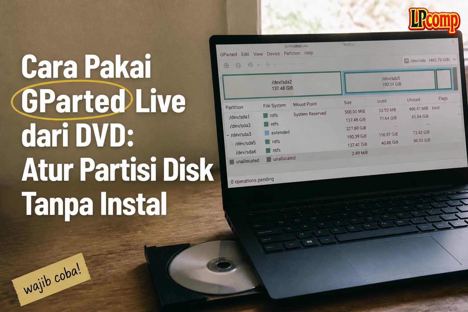 Cara Pakai GParted Live dari DVD: Atur Partisi Disk Tanpa Instal