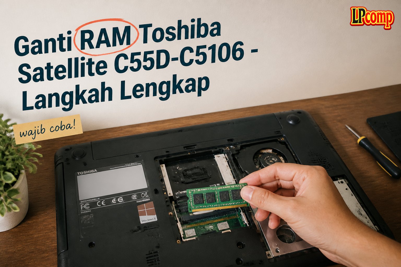 Ganti RAM Toshiba Satellite C55D-C5106 - Langkah Lengkap