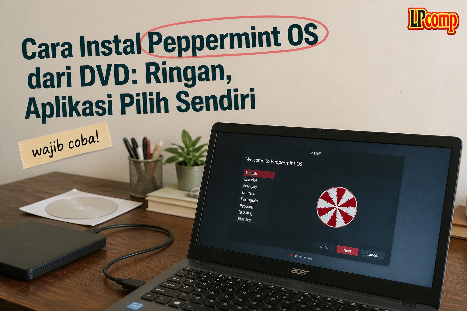 Cara Instal Peppermint OS dari DVD: Ringan, Aplikasi Pilih Sendiri