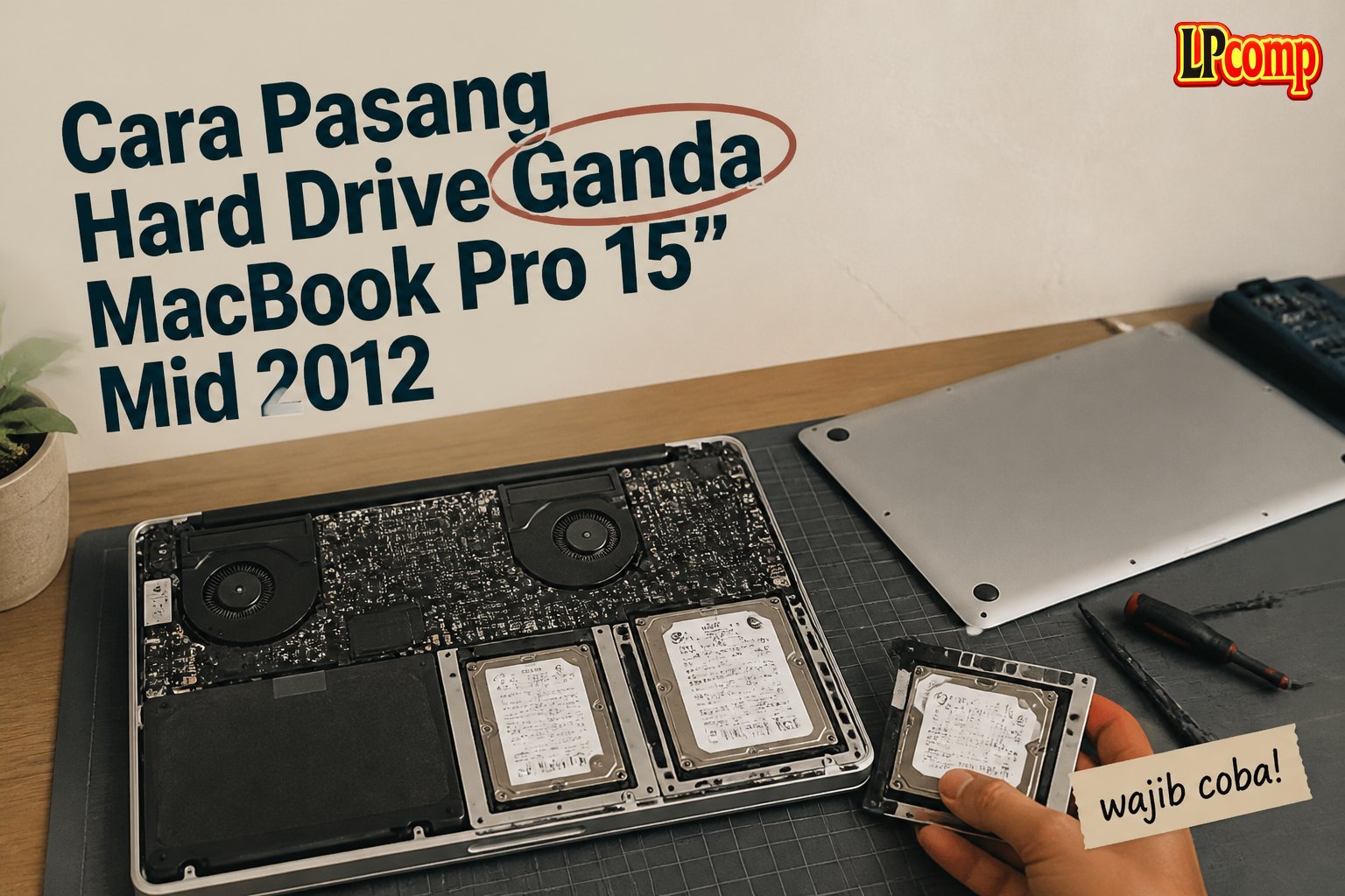 Cara Pasang Hard Drive Ganda MacBook Pro 15" Mid 2012