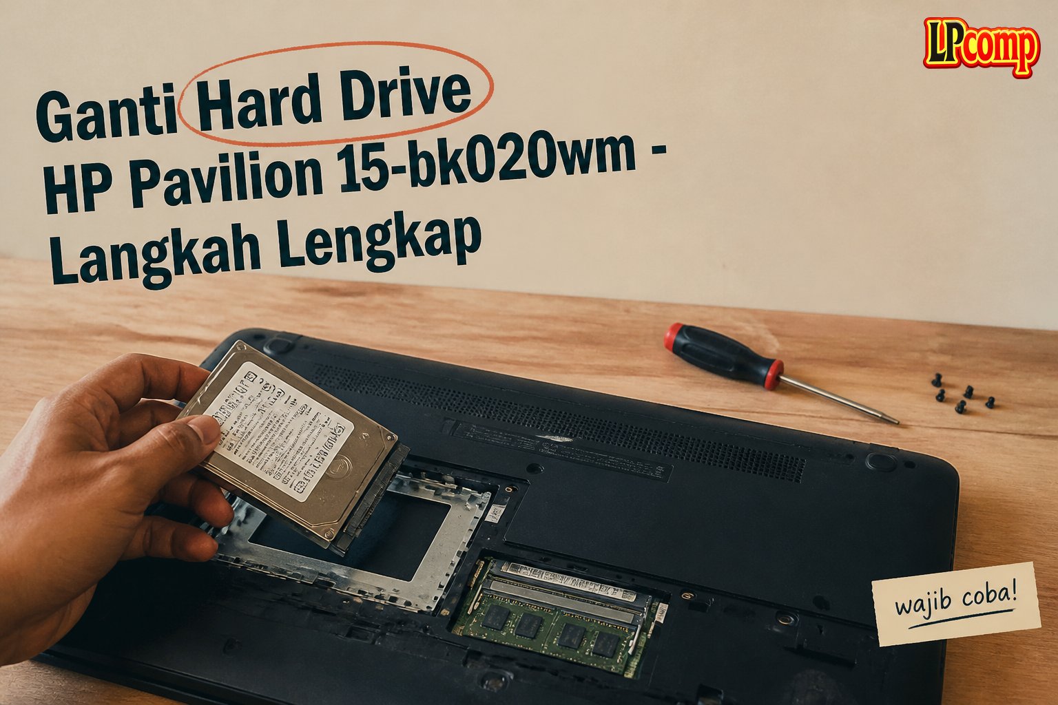 Ganti Hard Drive HP Pavilion 15-bk020wm - Langkah Lengkap