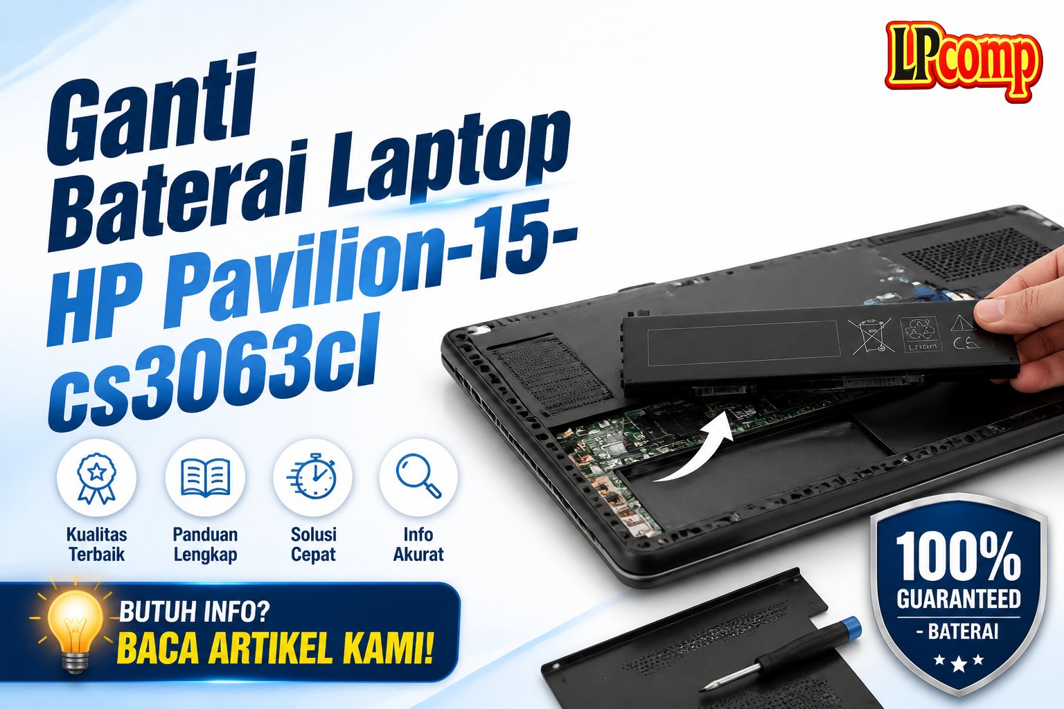 Ganti Baterai Laptop HP Pavilion-15-cs3063cl