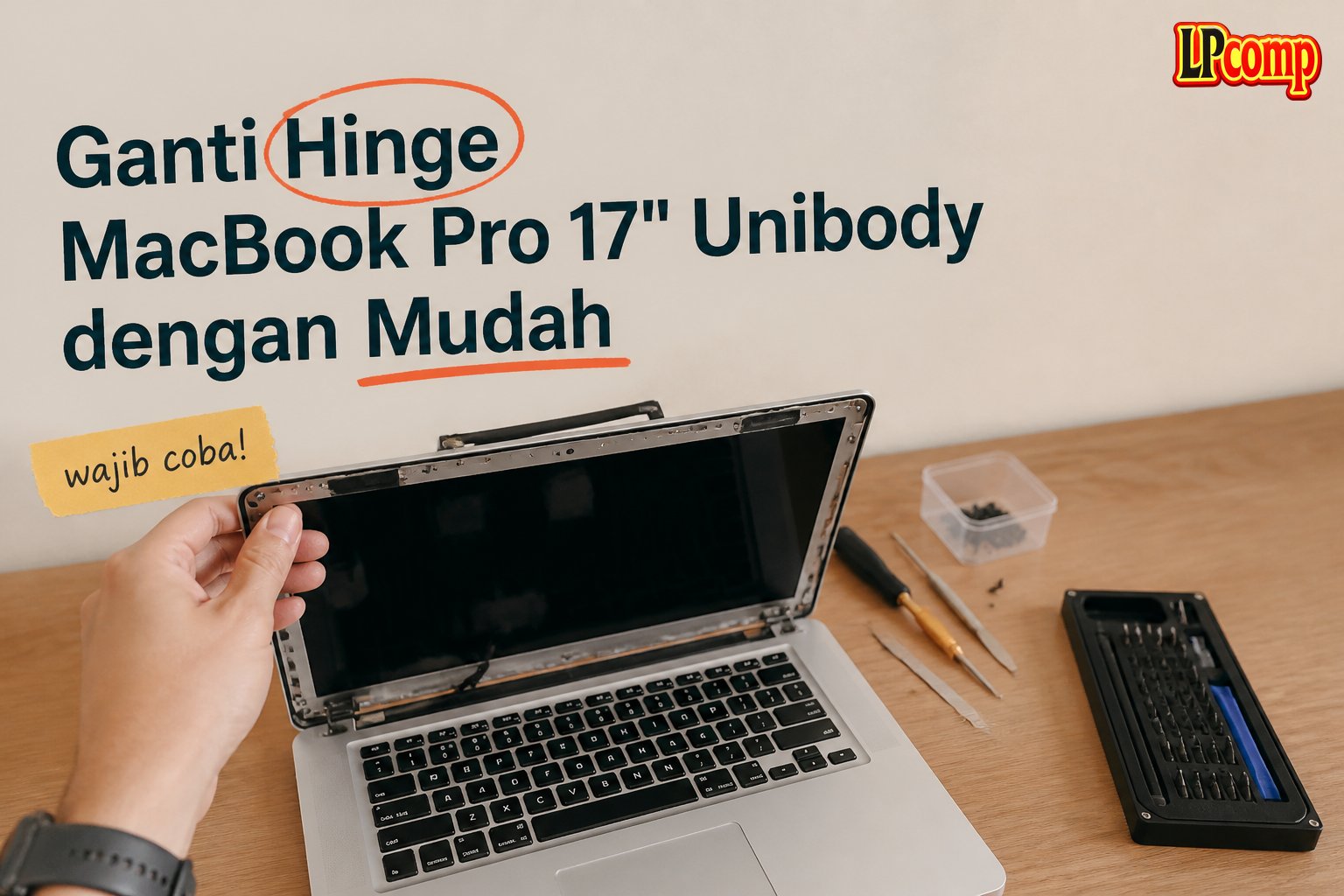 Ganti Hinge MacBook Pro 17" Unibody dengan Mudah