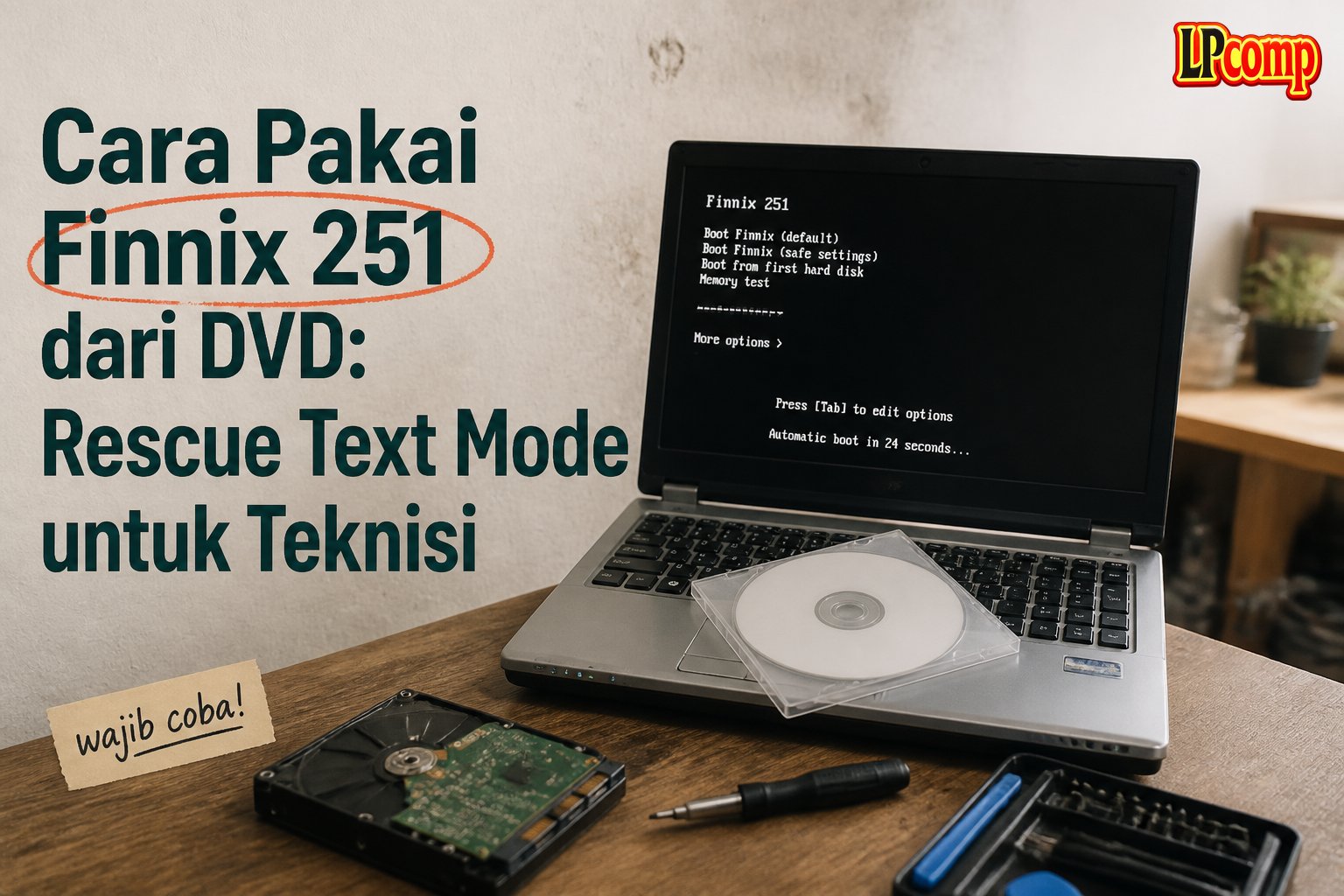 Cara Pakai Finnix 251 dari DVD: Rescue Text Mode untuk Teknisi