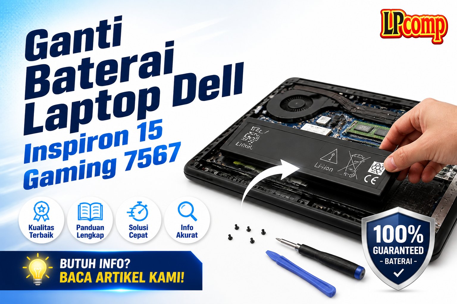 Ganti Baterai Laptop Dell Inspiron 15 Gaming 7567