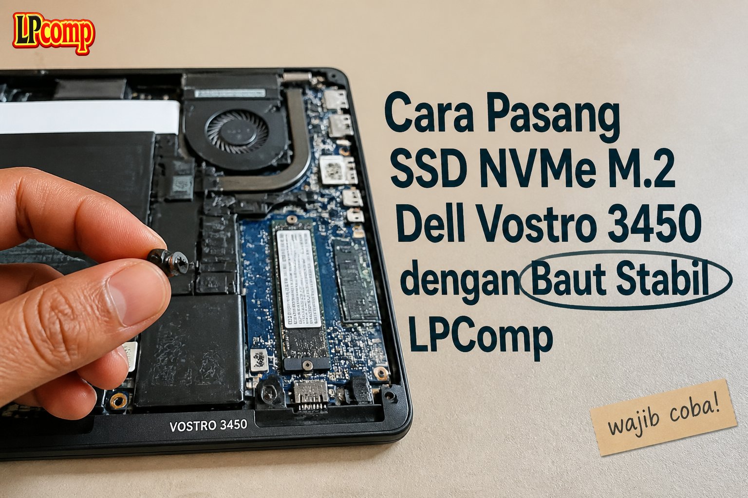 Cara Pasang SSD NVMe M.2 Dell Vostro 3450 dengan Baut Stabil LPComp