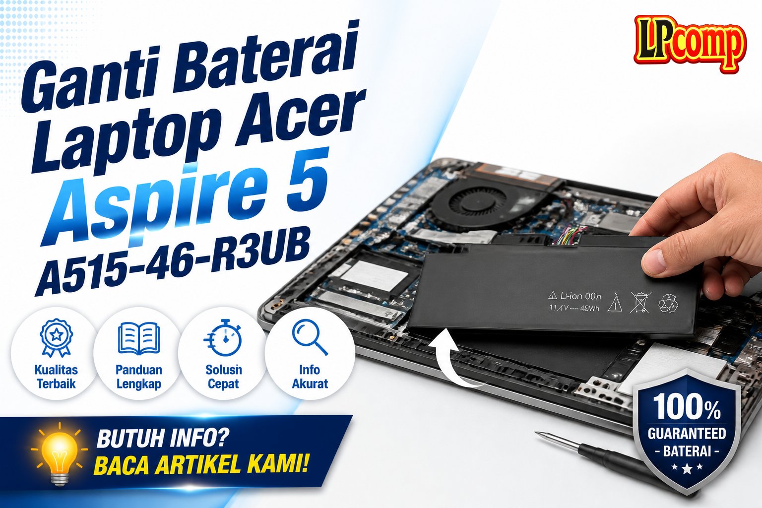 Ganti Baterai Laptop Acer Aspire 5 A515-46-R3UB