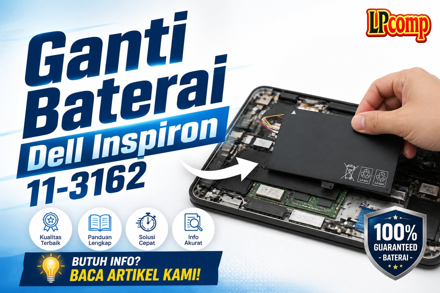 Ganti Baterai Dell Inspiron 11-3162