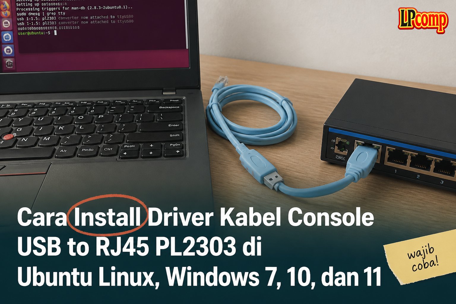 Cara Install Driver Kabel Console USB to RJ45 PL2303 di Ubuntu Linux, Windows 7, 10, dan 11