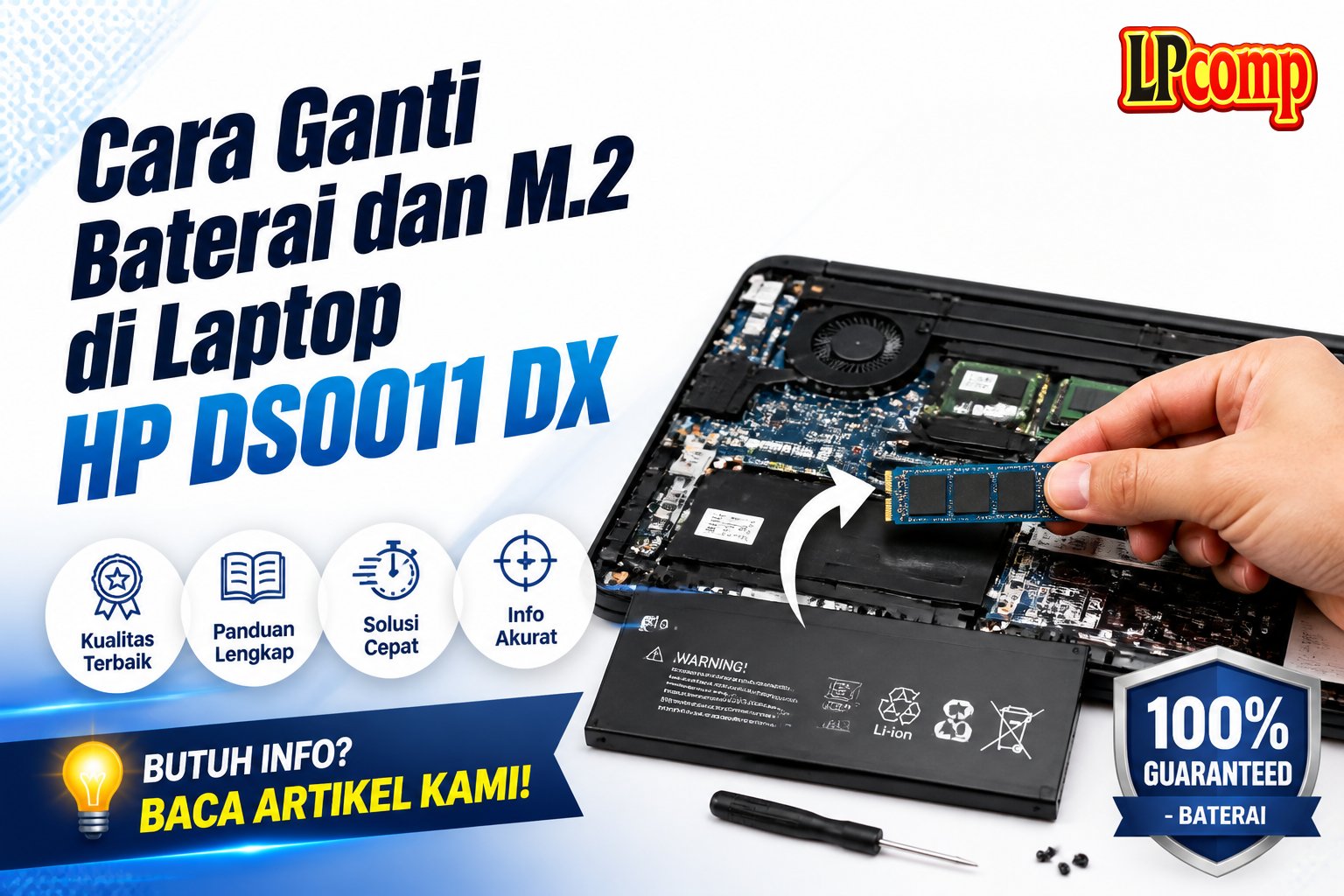 Cara Ganti Baterai dan M.2 di Laptop HP DS0011 DX