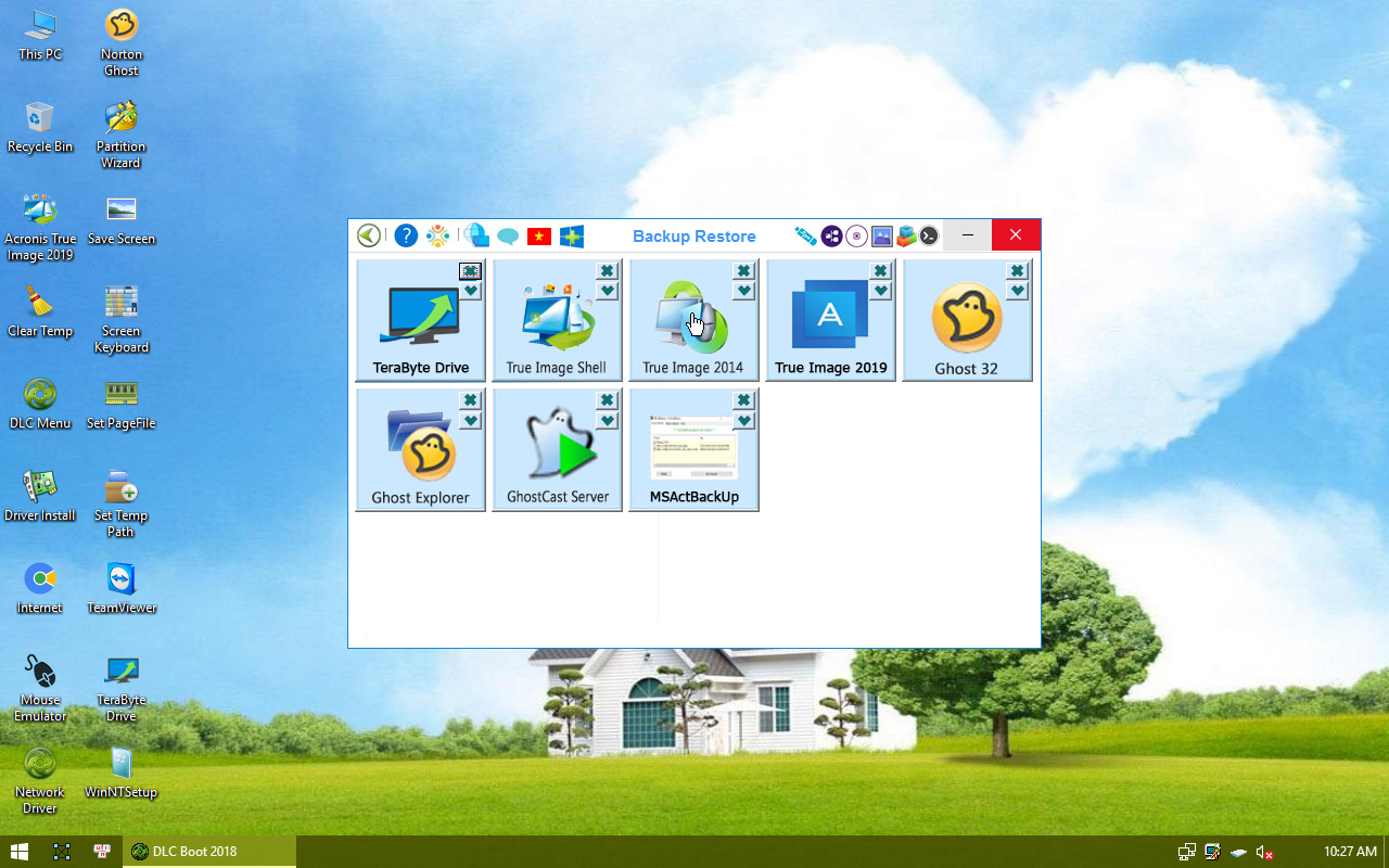 Kelompok Backup Restore DLC Boot 2019 berisi 8 perkakas backup Ghost dan True Image