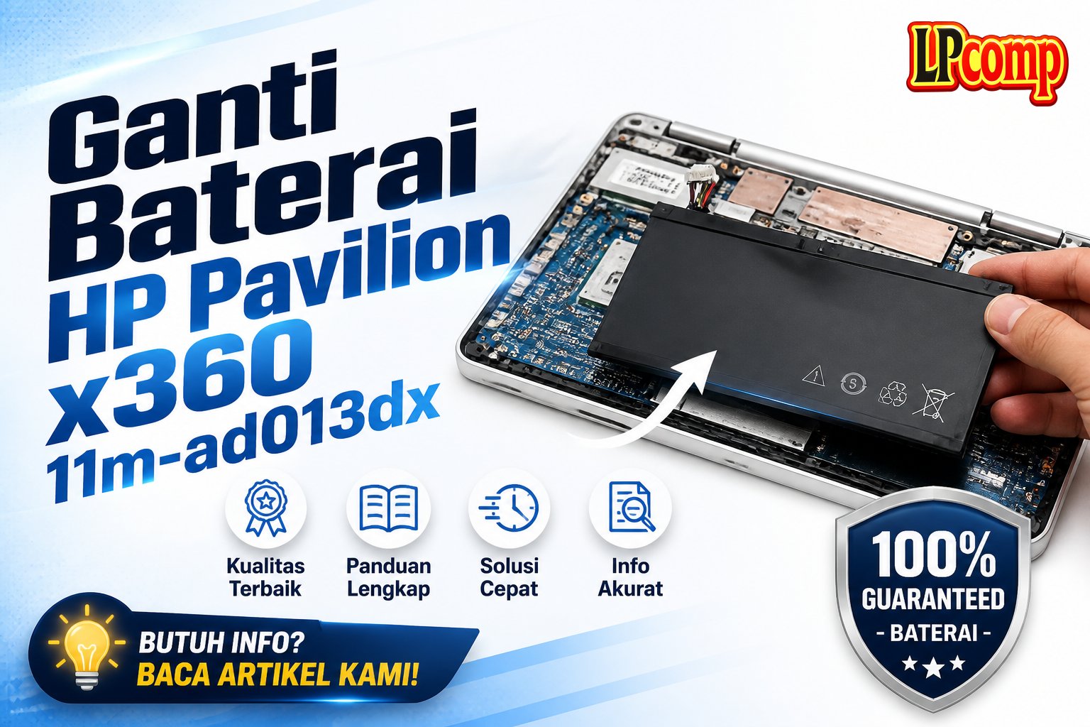Ganti Baterai HP Pavilion x360 11m-ad013dx