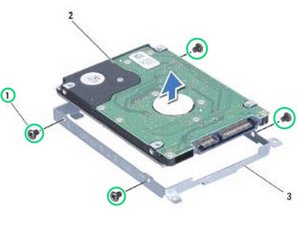 Langkah 3 — Menghapus Screws Penjepit Bracket Hard Drive