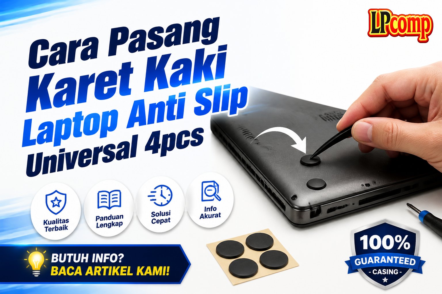 Cara Pasang Karet Kaki Laptop Anti Slip Universal 4pcs