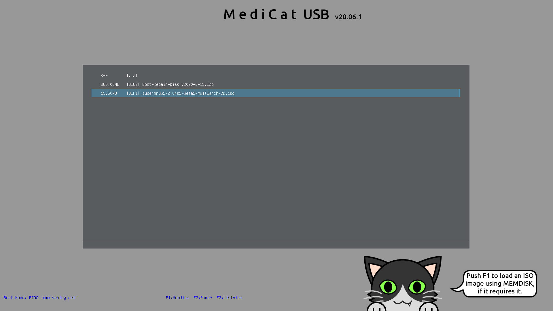Isi folder Boot Repair MediCat USB menampilkan Boot-Repair-Disk v2020-6-13 dan supergrub2 multiarch