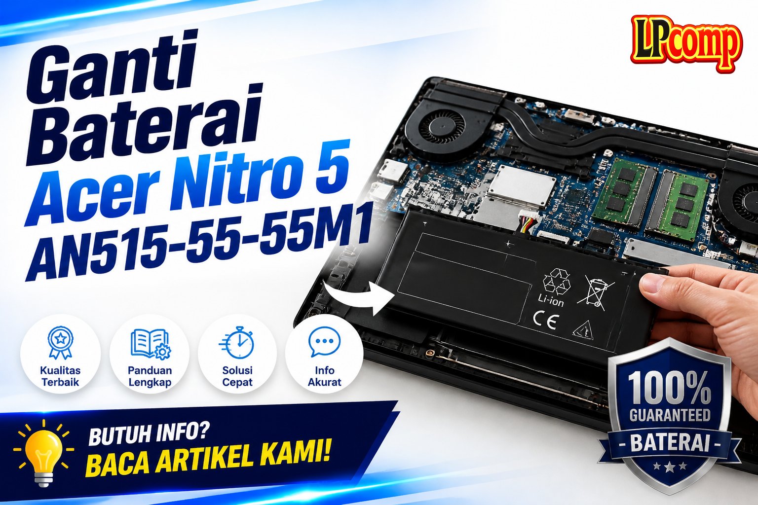 Ganti Baterai Acer Nitro 5 AN515-55-55M1
