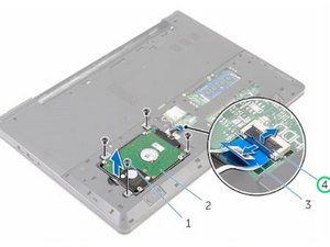 Langkah 2 — Mengangkat Latch dan Memutus Kabel Hard Drive