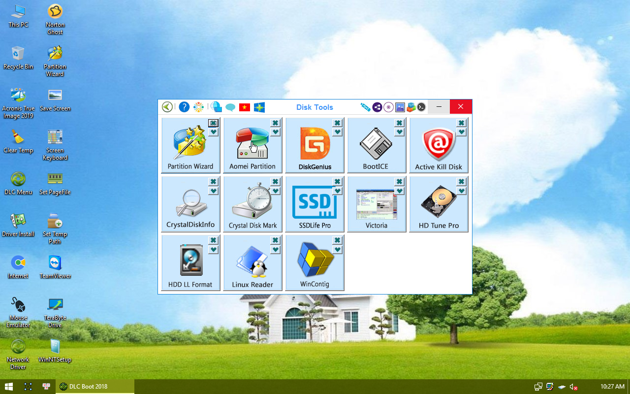 Kelompok Disk Tools DLC Boot 2019 berisi 13 perkakas partisi dan pemeriksa disk