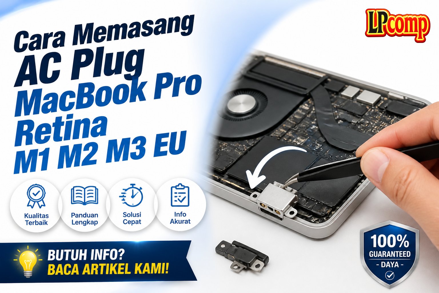 Cara Memasang AC Plug MacBook Pro Retina M1 M2 M3 EU