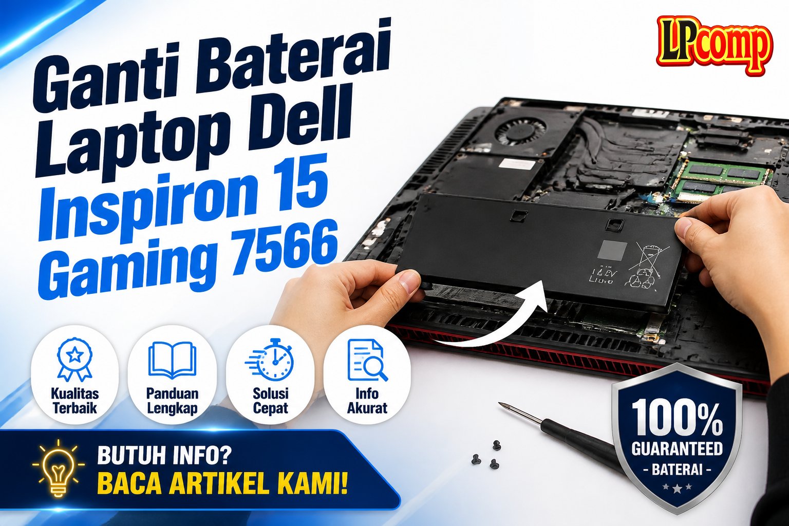 Ganti Baterai Laptop Dell Inspiron 15 Gaming 7566