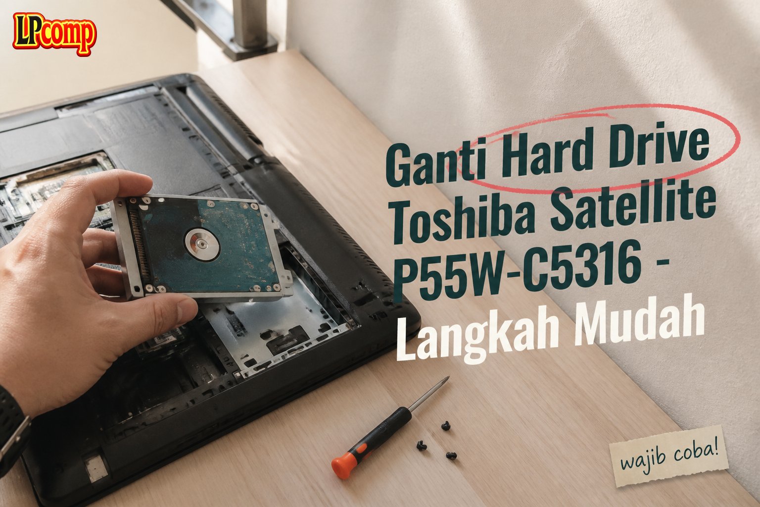 Ganti Hard Drive Toshiba Satellite P55W-C5316 - Langkah Mudah