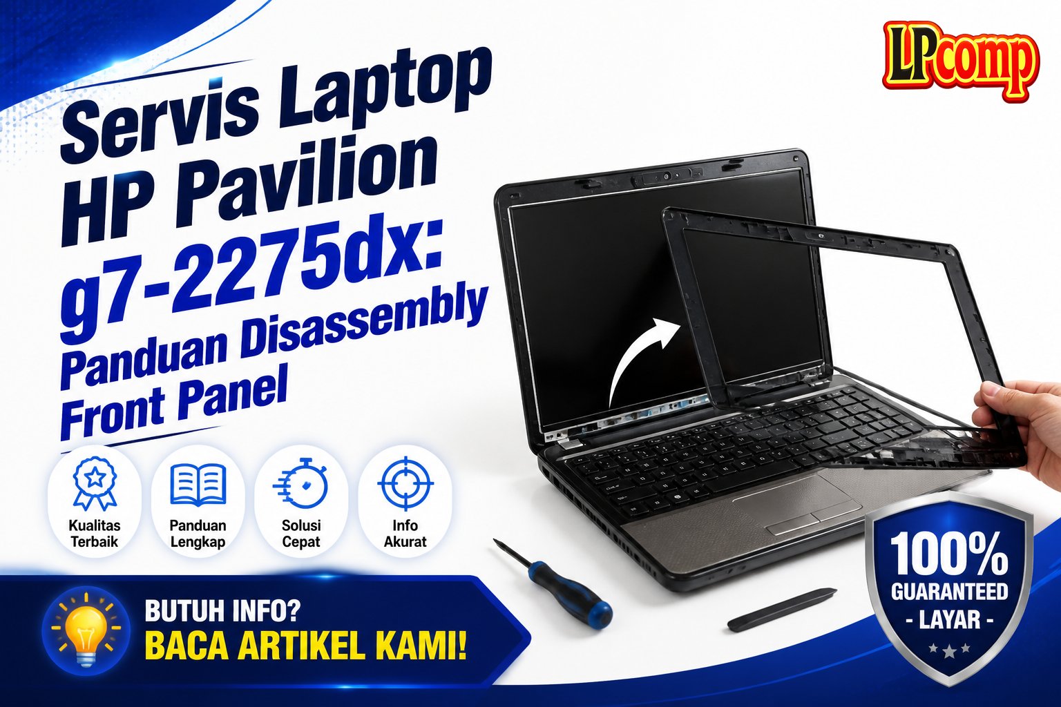 Servis Laptop HP Pavilion g7-2275dx: Panduan Disassembly Front Panel