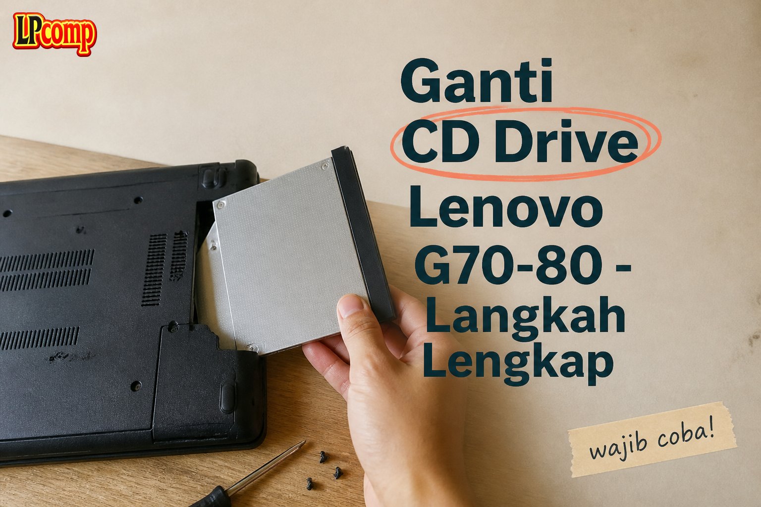 Ganti CD Drive Lenovo G70-80 - Langkah Lengkap